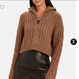 Nanushka Mock Neck Cropped Eria Cable Knit Sweater - Brown Xs